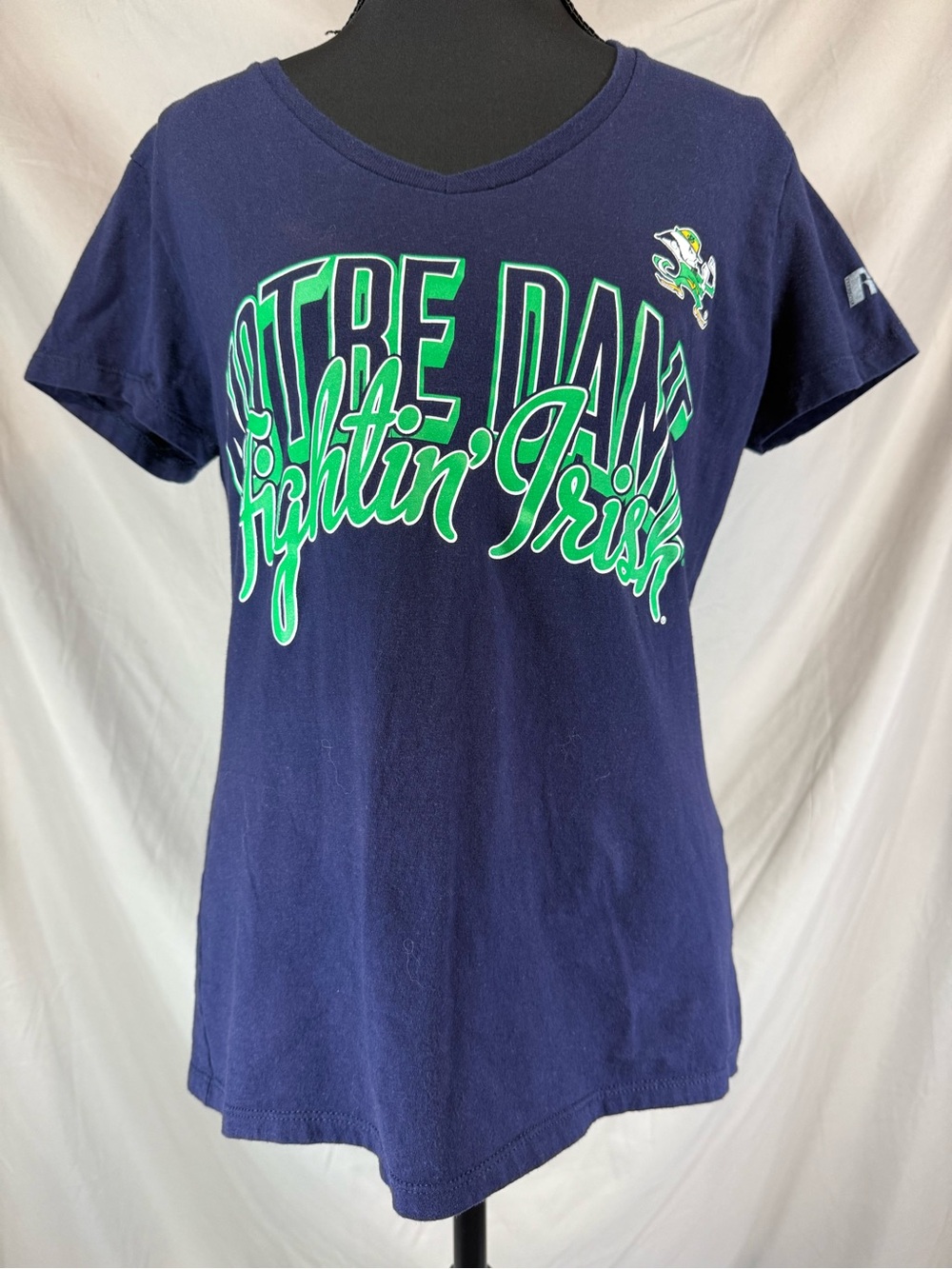 Russell Athletic Notre Dame Fighting Irish V-Neck T-Shirt - Navy - Medium